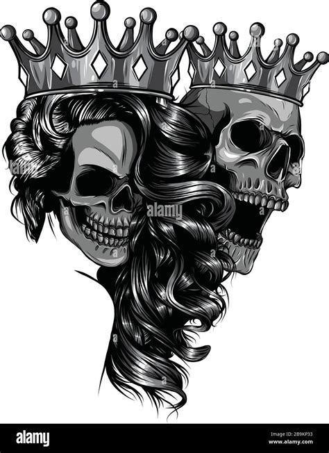 queen skull tattoo|king and queen tattoo outline.